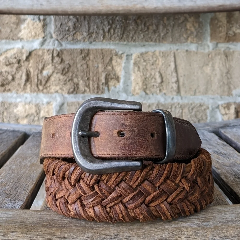 Another Line Inc French Fishtail Braided Leather Belt Size 28